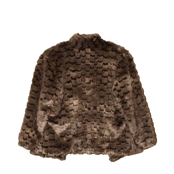NIC+ZOE NEW $198 Faux Fur Coat Snap Closure Brown Taupe Medium - Picture 2 of 4